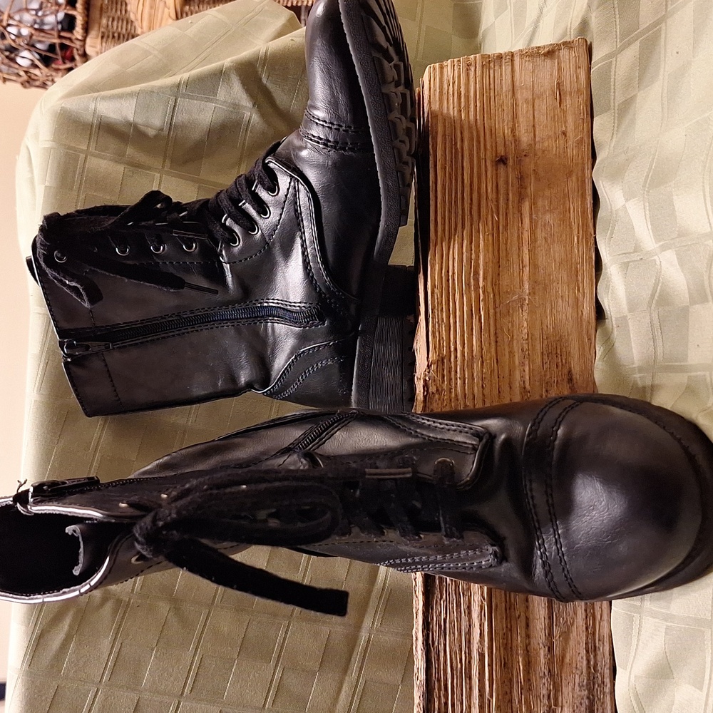 Combat Boots Faux Leather Boots